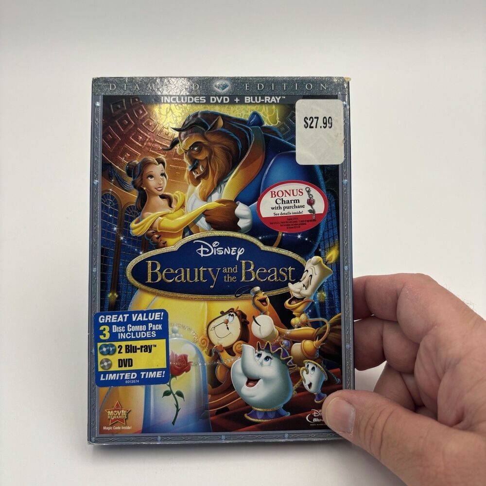 Disney Beauty and the Beast Diamond Edition Blu-ray DVD 3-Disc Combo Slipcover